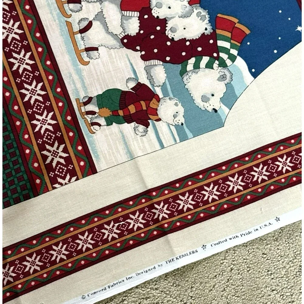 Vtg Concord Cut &Sew Panel Holiday on Ice Skating Polar Bears Adult Vest S-XL